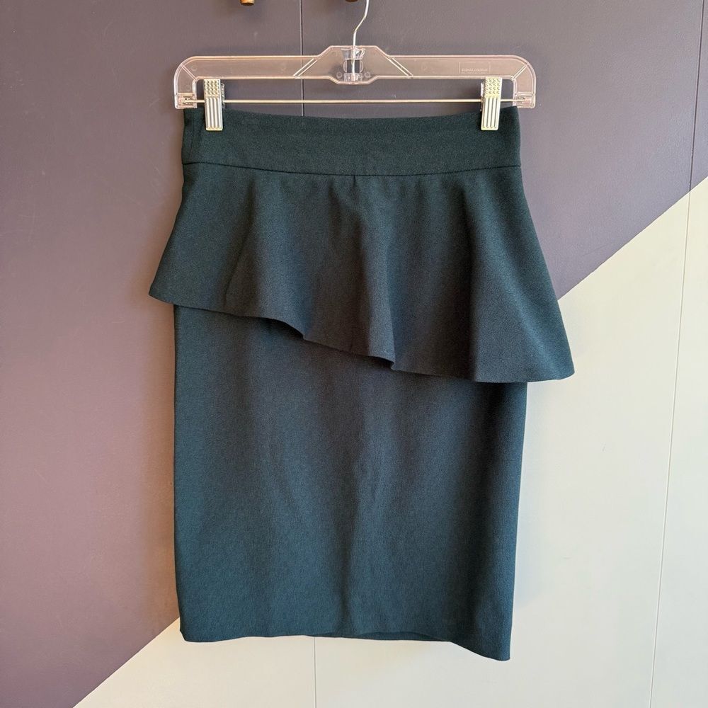 Zara Dark Green Peplum Pencil Skirt, Size XS, VGUC